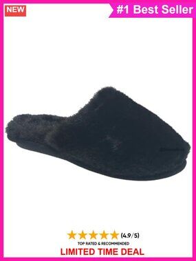 Faux Fur Slide-On Slippers Plush Lined Cozy House Shoes
